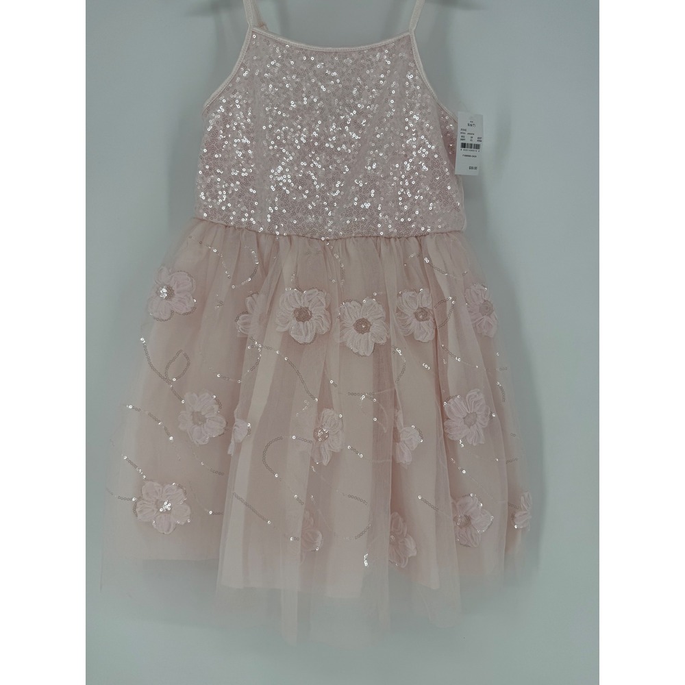 Zenzi Girls Pink Sequin Tutu Dress 3D Floral Applique Party Size Small 6/7